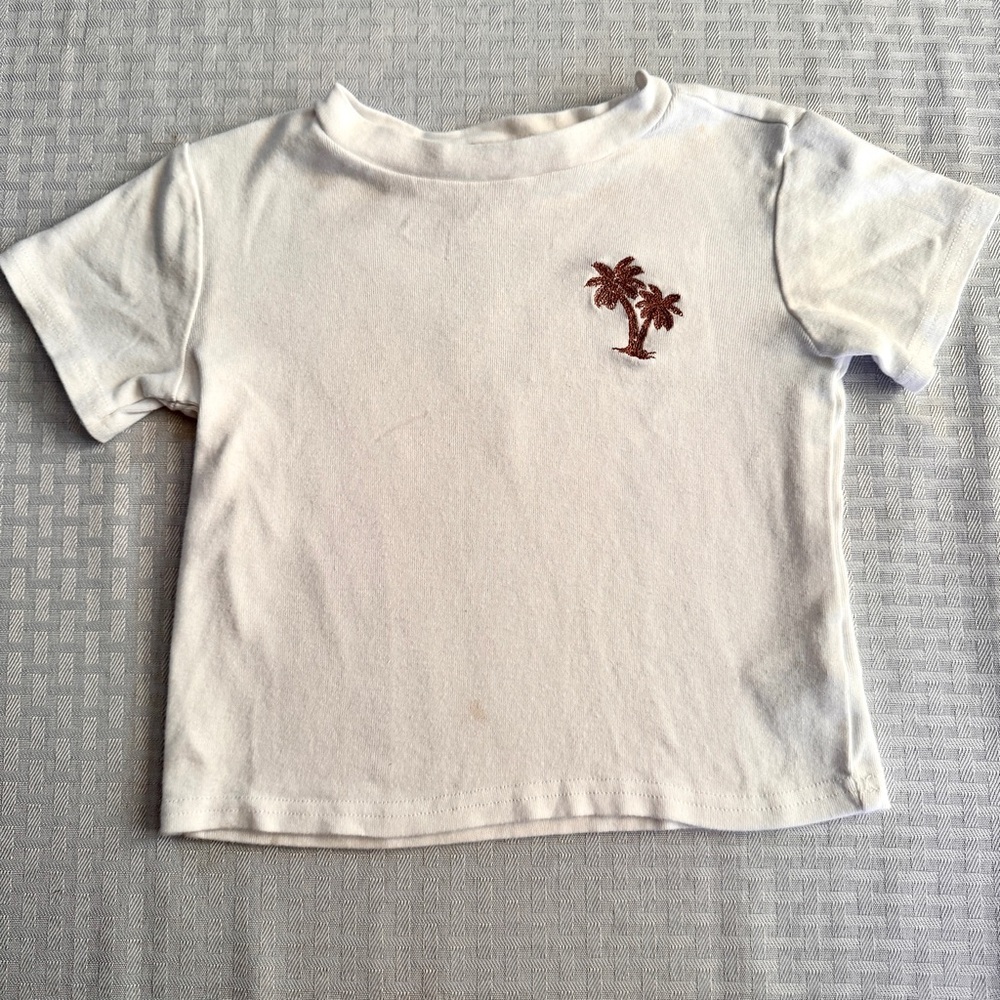 RZ‎ by Rachel Zoe Palm Tree Tee 4T White Cotton